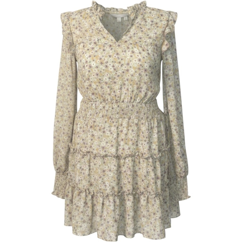 Womens Floral Smocked Ruffle Tiered Cottagecore Dress Womens Small Prairie Maid